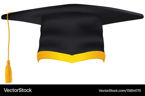 Black graduation cap with gold tassel isolated Vector Image