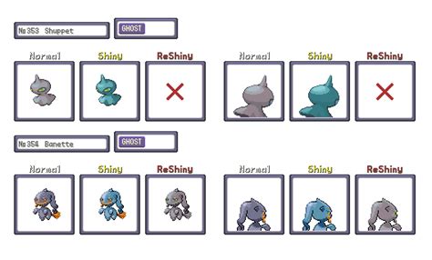 Shiny ReColour: Shuppet line (gen 3) by ShinyDexProject on DeviantArt