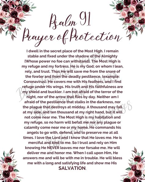 Psalm 91 protection Prayer God's Protection Prayer - Etsy Canada
