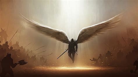 HD wallpaper: Guardian Angel holding sword wallpaper, man with wings holding sword 3D wallpaper ...