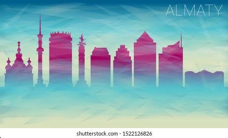 Almaty Kazakhstan City Skyline Vector Silhouette Stock Vector (Royalty ...