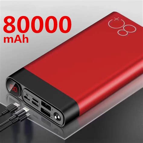 80000mAh Power Bank Dual USB Large Capacity Fast Charging Portable Quick Charge Powerbank for ...