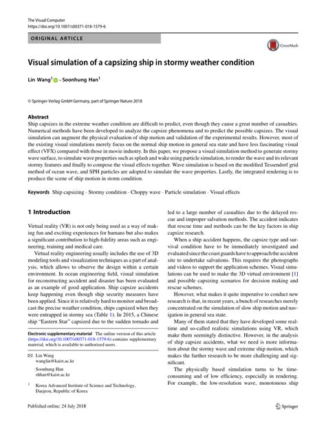 (PDF) Visual simulation of a capsizing ship in stormy weather condition