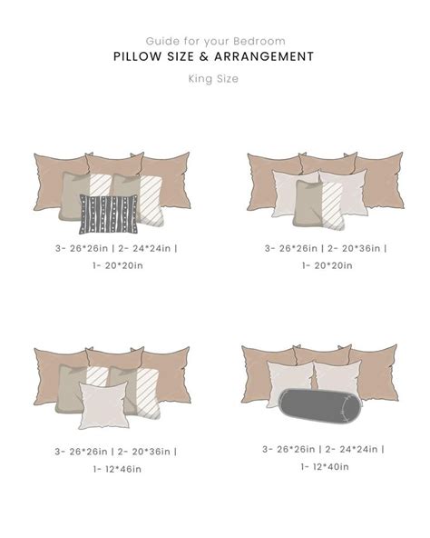 Pillow size guide for King sized bed | Bed pillow arrangement, Queen ...