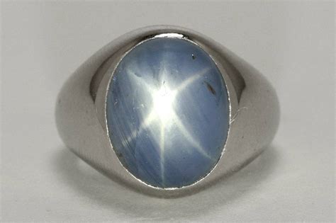 Tiffany Co Unheated Blue Star Sapphire Oval Mens Dome Ring Platinum Mid Century | estate-jewelry ...