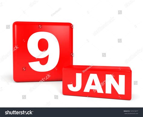 January 9 Calendar On White Background Stock Illustration 747619477 ...