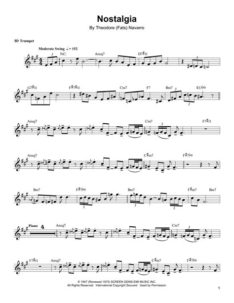 Nostalgia Sheet Music | Arturo Sandoval | Trumpet Transcription