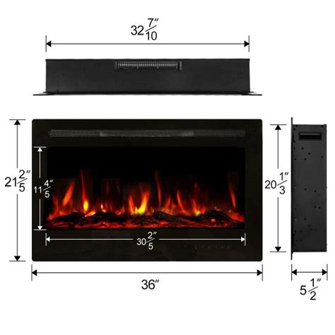 36" Recessed Mounted Electric Fireplace Insert with Touch Screen ...