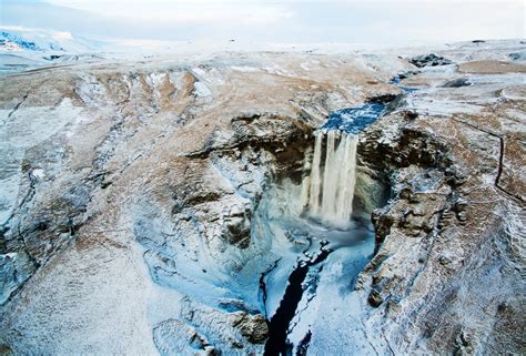 iceland skogafoss winter aerial view – Topdestinace.cz