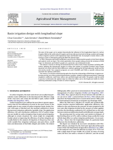 (PDF) Basin irrigation design with longitudinal slope | César González ...