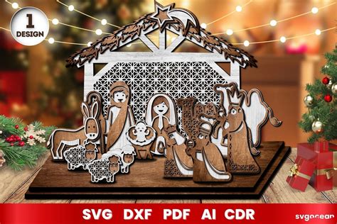 Laser Cut Nativity Scene SVG | 3D Layered | Glowforge By SvgOcean | TheHungryJPEG