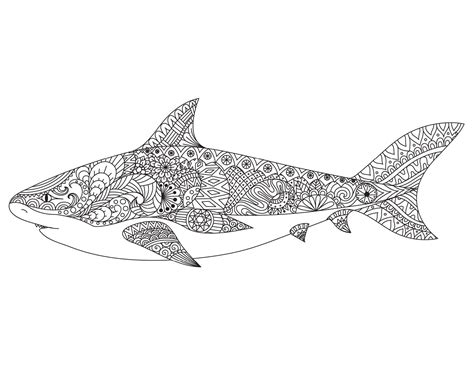 Coloriage ° Shark Coloring Pages, Abstract Coloring Pages, Mandala ...