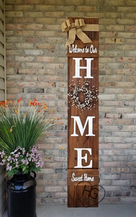 6' Porch Sign HOME Welcome Sweet Home Spring Summer Fall | Etsy Welcome Signs Front Door, Wooden ...