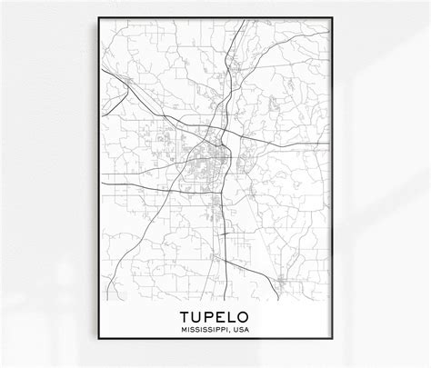 Tupelo Map Print City Map Prints Tupelo Map City Maps | Etsy