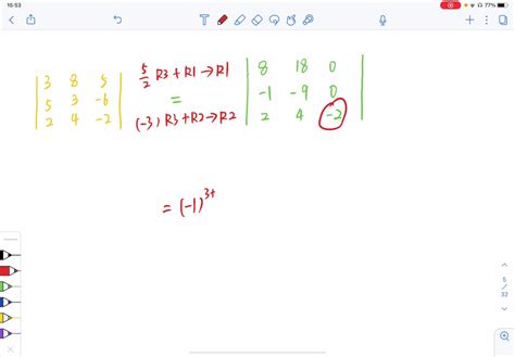 SOLVED:Find the determinant of the matrix after introducing zeros, as in Example 1 [ 3 8 5 5 3 ...