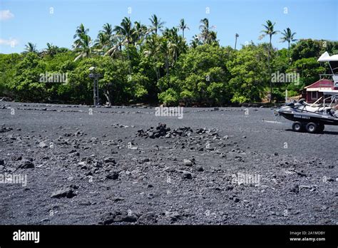 Pohoiki Beach, Hawaii's newest black sand beach, was formed by the 2018 eruptions of the Kilauea ...