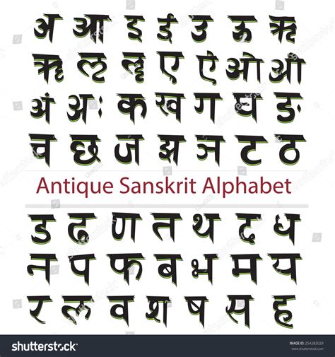 Sanskrit Alphabet Set Design Elements Stock Vector 254282029 - Shutterstock