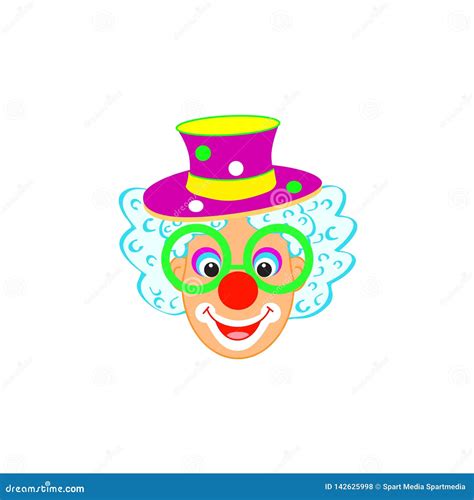 Funny Clown Mask Carnival Birthday Kids Party Clown Character Isolated Stock Vector ...