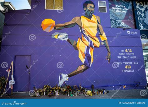 Kobe Bryant Memorial Street Art Graffiti Editorial Stock Photo - Image ...