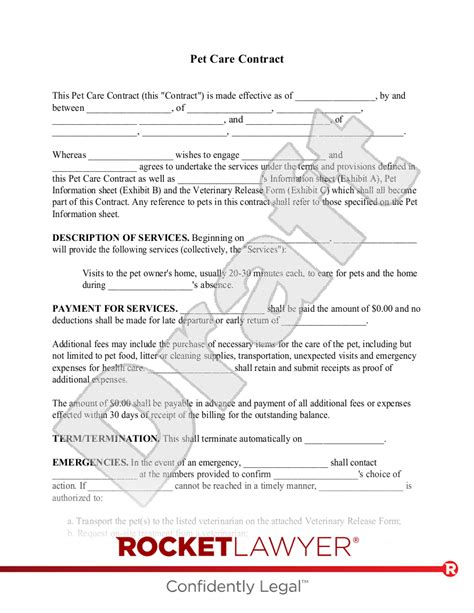 Pet Care Agreement Template