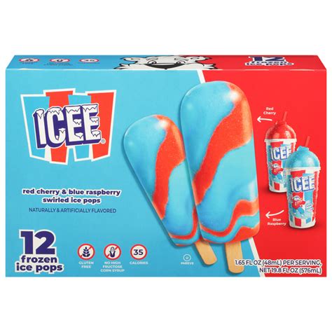 Save on ICEE Swirled Ice Pops Red Cherry & Blue Raspberry - 12 ct Order Online Delivery | GIANT