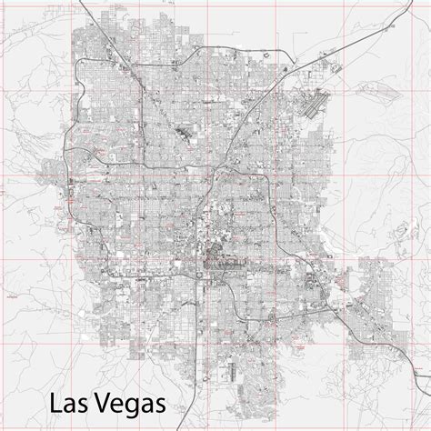 Las Vegas Nevada US Map Vector City Plan Low Detailed (simple white) Street Map editable Adobe ...