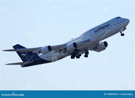 Lufthansa Boeing 747 Plane Taking Off from Airport Editorial Photo ...