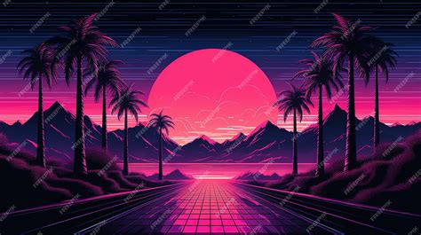 Premium AI Image | aesthetic synthwave wallpaper