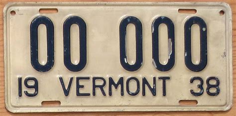 1938 Vermont sample vg | Automobile License Plate Store: Collectible ...