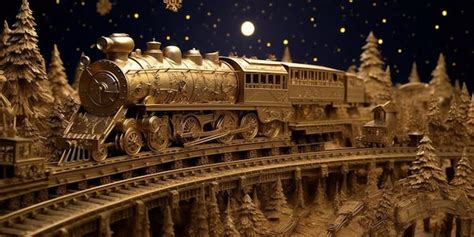 Premium AI Image | a photograph of a train in gold in an art