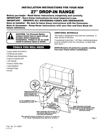 GE JMP31BL2BB Electric Range installation Guide | Manualzz