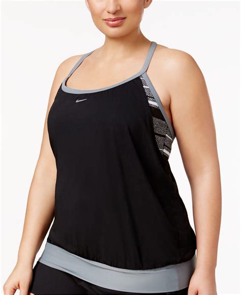 Nike Synthetic Plus Size Filtered Sport Tankini Top in Black - Lyst