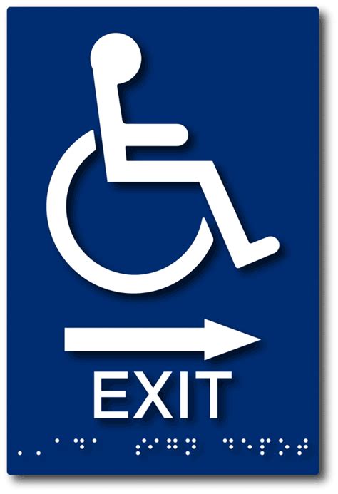 ADA Wheelchair Accessible Exit Sign with Direction Arrow and Braille ...