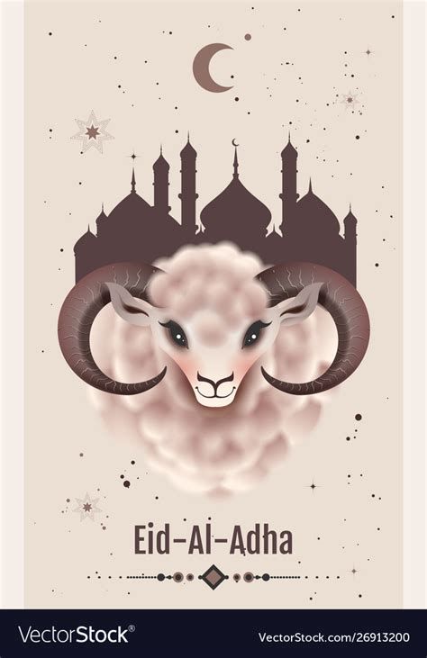 Feast sacrifice eid al adha greeting card ram Vector Image