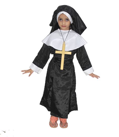 Buy Kaku Fancy Dresses Our Community Helper Nun Costume -Black & White ...