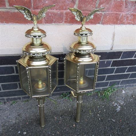 Antiques Atlas - Pair Of Converted Antique Brass Lanterns