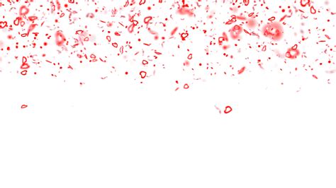 Falling red confetti on transparent background. Valentine's Day ...