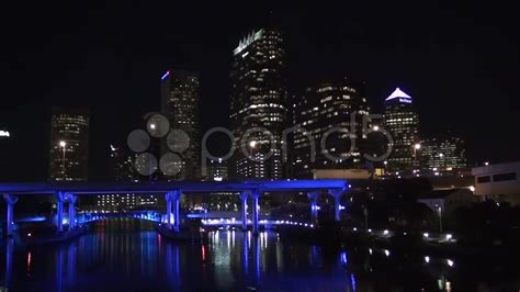 Downtown Tampa Skyline At Night Stock Video 12680427 | HD Stock Footage