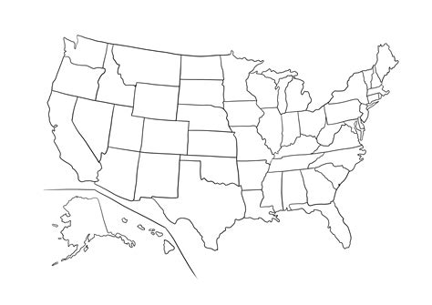 Mapa konturowa USA do wydrukowania za darmo i w kolorze