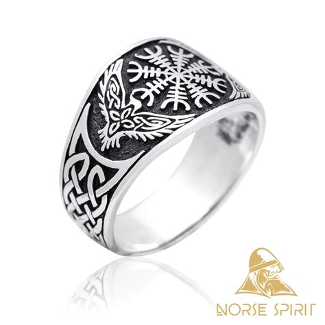 925 Sterling Silver Helm of Awe and Raven Ring | 925 sterling silver, Norse jewelry, 925 sterling