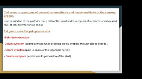 30 Meningeal syndrome, the pathogenesis of its individual symptoms ...