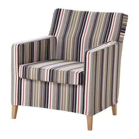 Ikea KARLSTAD Chair SLIPCOVER Armchair Cover DILLNE GRAY BEIGE Multi Stripes