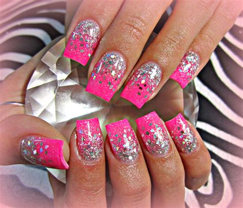 30+ Awesome Acrylic Nail Designs You'll Want | Pink glitter nails, Pink nail designs, Nail ...