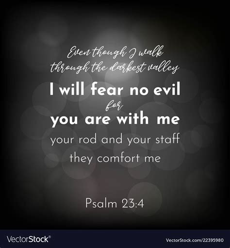 Bible verse from psalm 23 i will fear no evil Vector Image