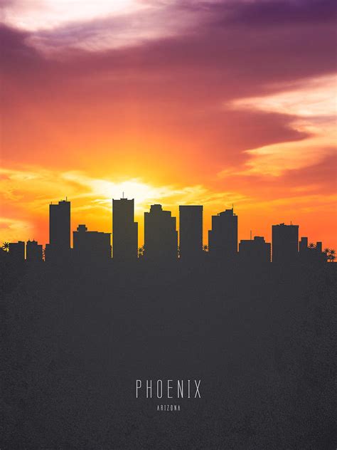 Phoenix Arizona Sunset Skyline 01 Painting by Aged Pixel - Pixels