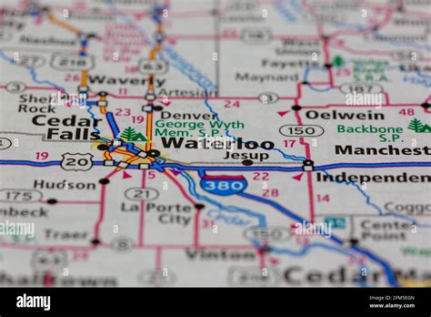 Waterloo Iowa USA Shown on a Geography map or road map Stock Photo - Alamy