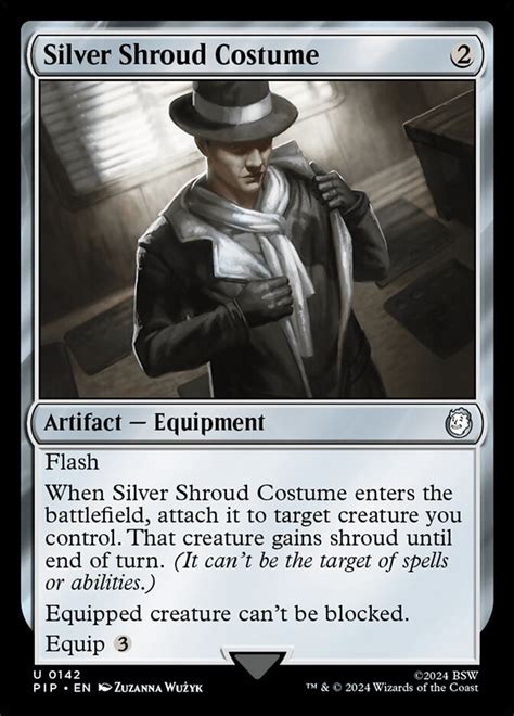 Silver Shroud Costume · Fallout (PIP) #142 · Scryfall Magic The Gathering Search