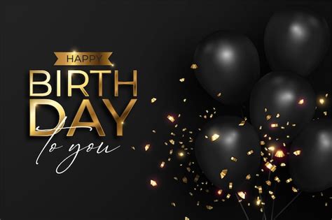 Free Vector | Realistic Happy birthday in black and golden