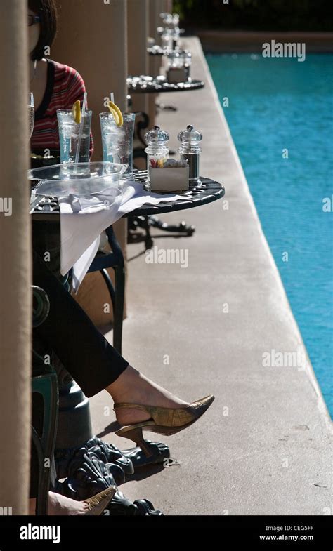 Women having lunch by the Biltmore hotel pool, Miami, FL USA Stock Photo - Alamy