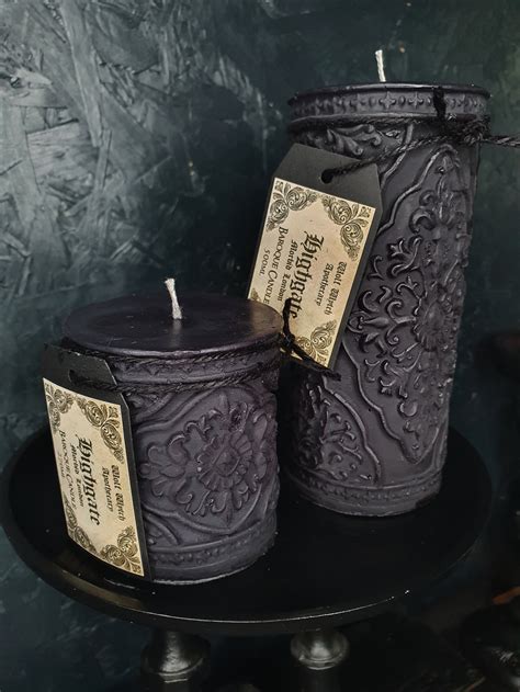 Black Baroque Candle Ornate Gothic Candle Witchy Pillar - Etsy